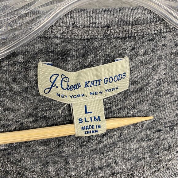 J Crew Shirt Mens Large Gray Henley Cotton Slim Long Sleeve Tee Outdoor Active - Picture 2 of 7
